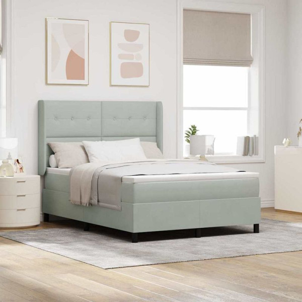 vidaXL Boxspringbett mit Kopfteil Hellgrau 140 x 200 cm Samt, 3342008