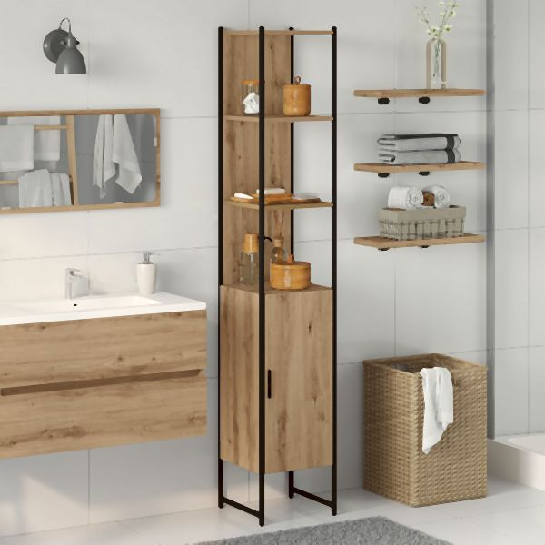 vidaXL Badezimmer Schrank Artisan Eiche 33x33x185,5 cm Engineering Holz, 862239