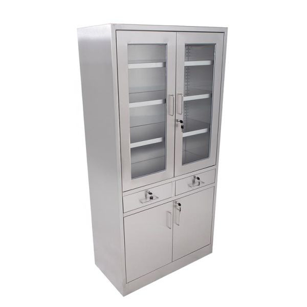 ALLPAX Edelstahlschrank, Oberschrank mit Glastüren, 2 Einlegeböden, 10023024;9136, 4065687008998