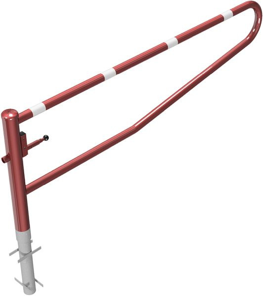 Schake Drehbare Gatterschranke, zum Einbetonieren, feuerverzinkt und rot beschichtet, Gesamtbreite: 2500 mm, für Vorhangschloss, 413_251VB