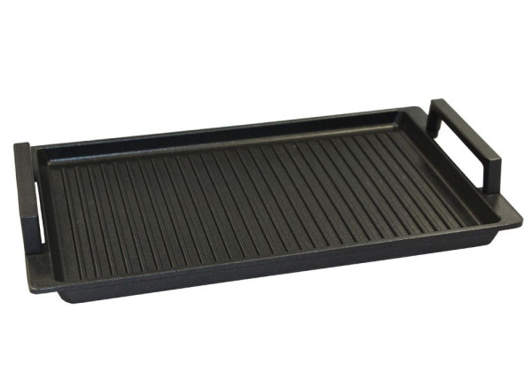 Eurolux Premium Grillplatte mit Edelstahl-Griffen 41 x 24 x 2,5 cm, gerillt, EU1003-3-ES
