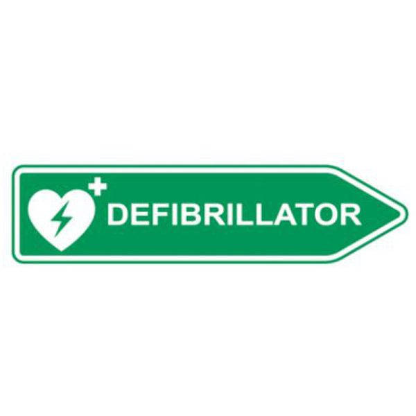 MedX5 Defibrillator-Standort-Straßenschild rechtsweisend, 600 mm x 150 mm, 1-52559