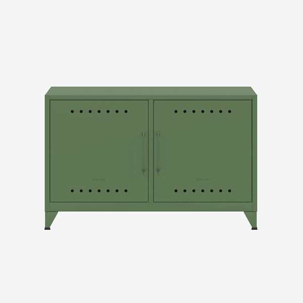Bisley Fern Cabby Sideboard, mit festem Fachboden, Kabeldurchlass in der Rückwand und Klett-Kabelhalter, olivgrün (623), FERCAB623