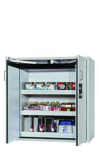 asecos Sicherheitsschrank S-CLASSIC-90, S90.129.120.WDAS in lichtgrau RAL 7035 mit 2x Wannenboden Standard (Stahlblech), 30122-001-30159