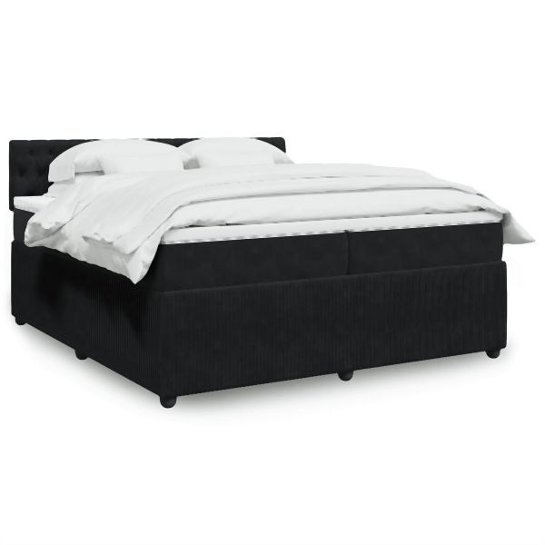 vidaXL Boxspringbett mit Matratze Schwarz 200x200 cm Samt, 3290138