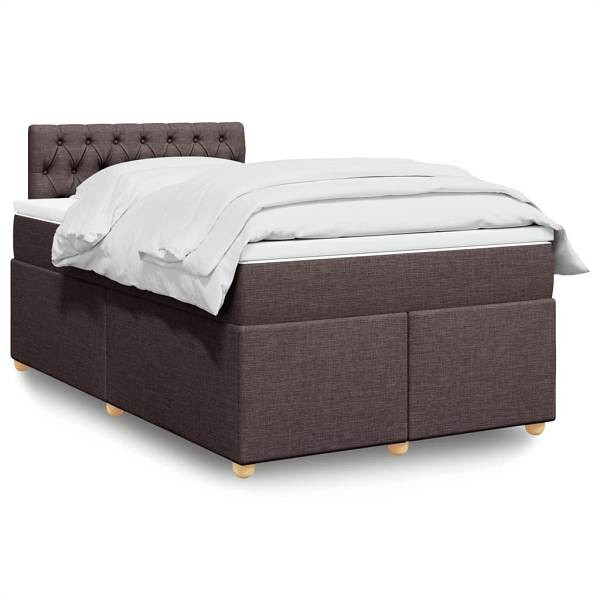 vidaXL Boxspringbett mit Matratze Dunkelbraun 120x200 cm Stoff, 3288957
