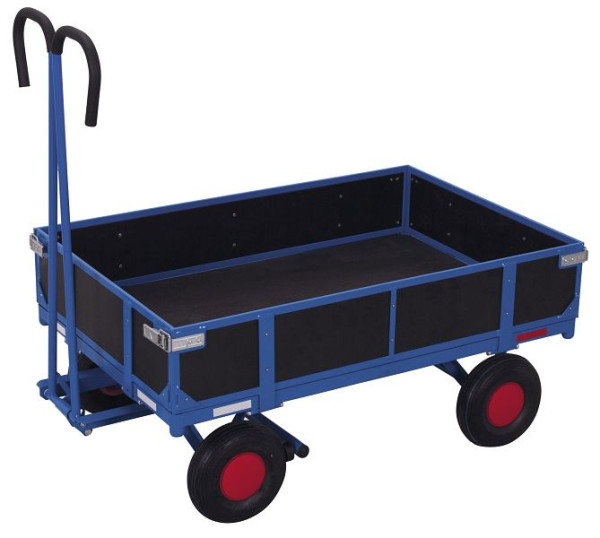 VARIOfit Handpritschenwagen mit Bordwand, Außenmaß: 1.335 x 830 x 1.200 mm, RAL 5010 enzianblau, Radsatz: Luftbereifung, zu-15122
