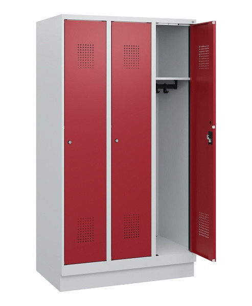 C+P Spind Evolo PLUS, Sockel, 3 Abteile, 1630x900x500mm, 7035/3003, Zylinderschloss, 0490205-30 S10026