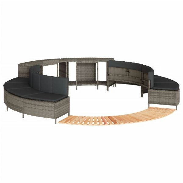 vidaXL Whirlpool-Umrandung Grau Poly Rattan und Massivholz Akazie, 3270654