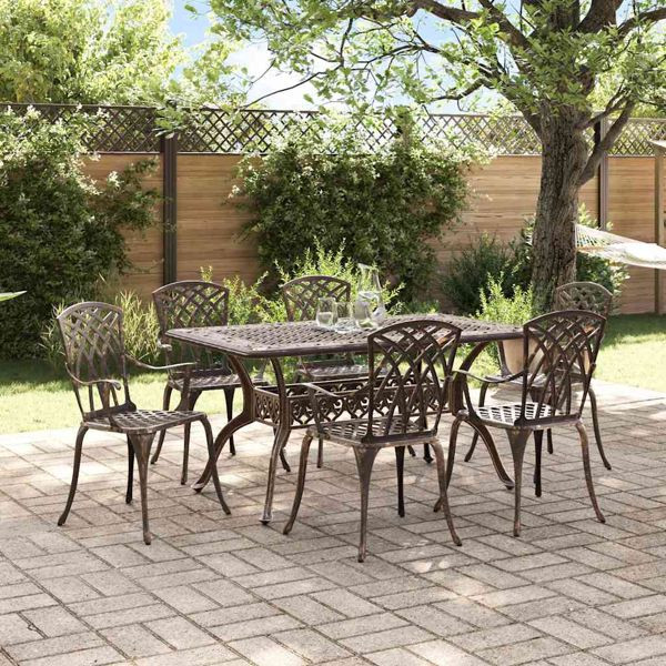 vidaXL Garten Essgruppe 7-teilig Bronze Aluminium, 3334680