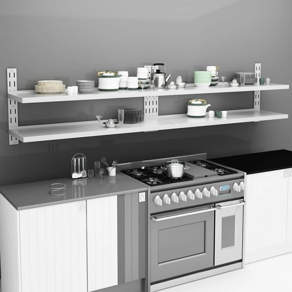 vidaXL Schweberegale mit 2 Böden 2 Stück Edelstahl 300x30 cm, 3055901