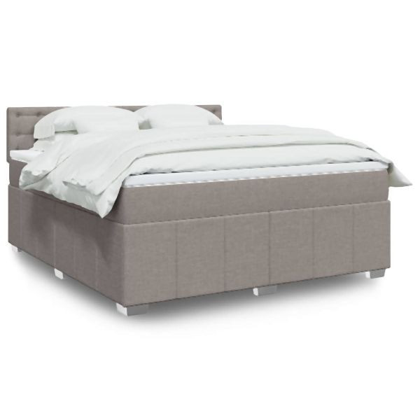 vidaXL Boxspringbett mit Matratze Taupe 180x200 cm Stoff, 3289465