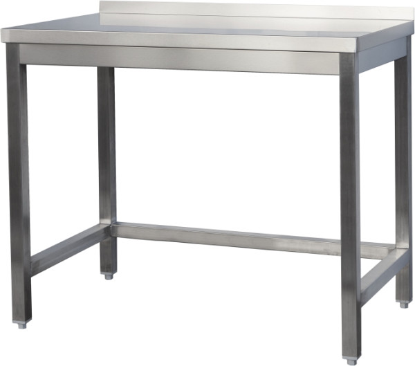 A&S Gastro Edelstahl Arbeitstisch mit Aufkantung verschweißt, Tiefe 800mm, ohne Grundboden, AISI 304, 900 x 800 x 850 mm, ARTA098