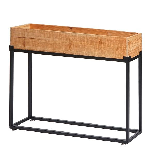 Mendler Hochbeet HWC-L32, Pflanzkasten Blumenkasten Gemüsebeet, Holz-Stahl 62x80x16cm, Gestell schwarz, naturfarben, 98482