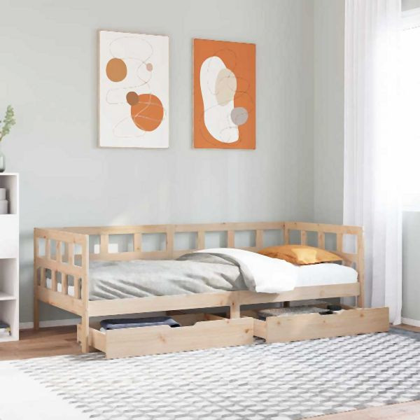 vidaXL Tagesbett mit Schubladen 90x190 cm Massivholz Kiefer, 3302087