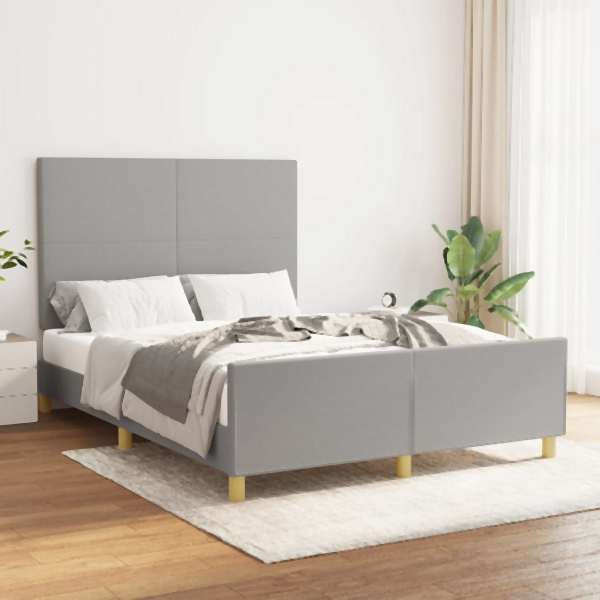 vidaXL Bettgestell mit Kopfteil Hellgrau 140x200 cm Stoff, 3124895
