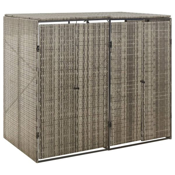 vidaXL Mülltonnenbox für 2 Tonnen Grau 140x80x117 cm Poly Rattan, 319865