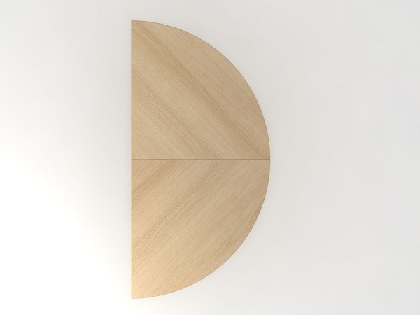 Hammerbacher Anbautisch 2xViertelkreis/Stützfuß Eiche/Silber, Arbeitshöhe 68-76 cm, VHA160/E/S