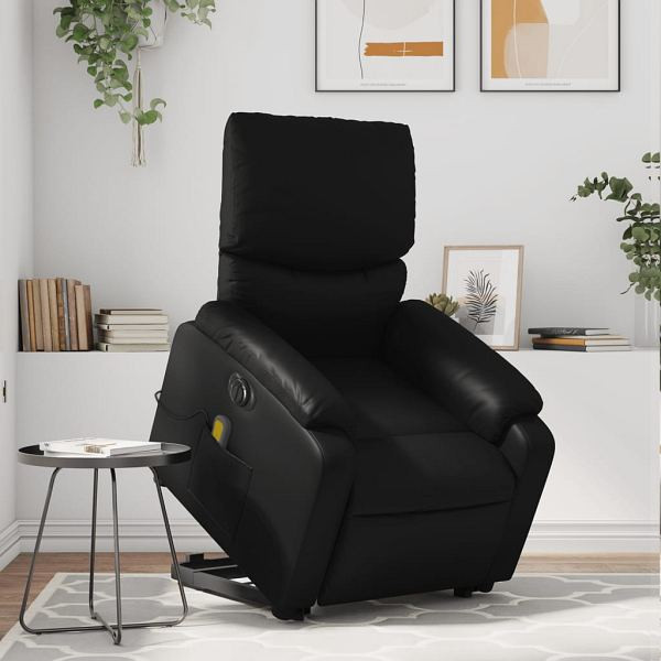 vidaXL Massagesessel mit Aufstehhilfe Elektrisch Schwarz Kunstleder, 3204907