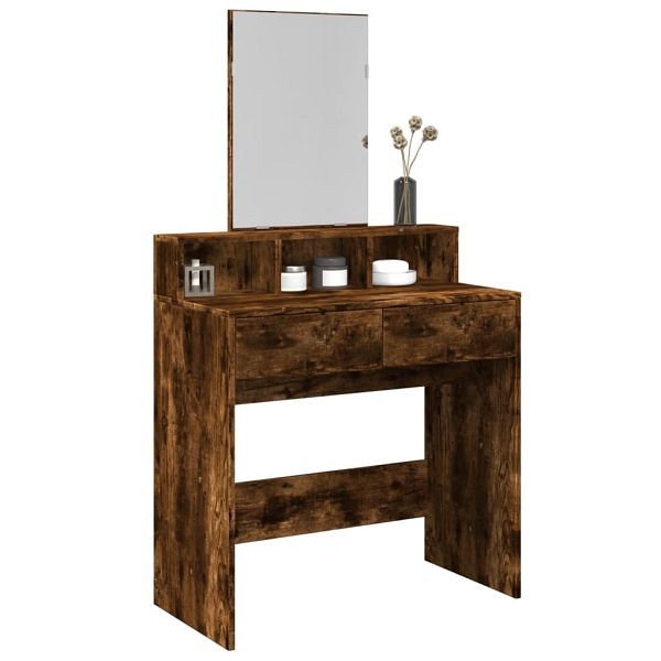vidaXL Schminktisch mit Spiegel Räuchereiche 80x41x144,5 cm, 848175
