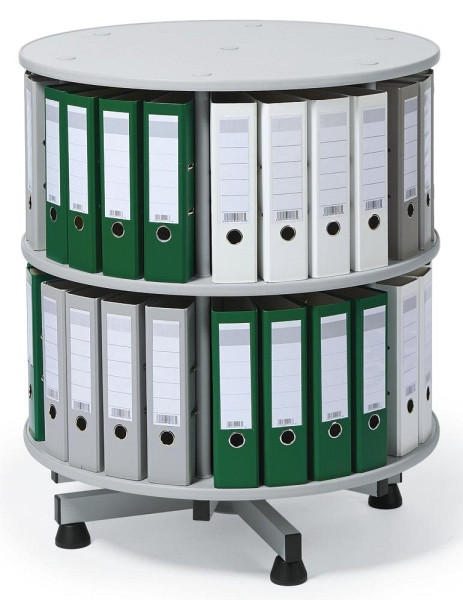 Deskin Ordnersäule mit 2 Etagen, hellgrau Holz, drehbar, H 930 mm, Durchmesser 800 mm, 217383