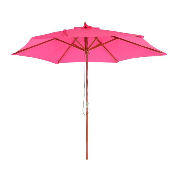 Mendler Sonnenschirm Florida, Gartenschirm Marktschirm, Ø 3m Polyester/Holz, pink, 76721