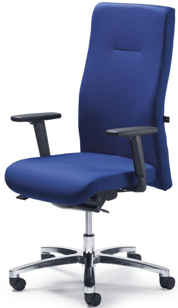 Deskin XXL-Drehstuhl BIG STAR 30, Fußkreuz Aluminium poliert, Bezug Stoff Basic W, Farbe blau, 277223