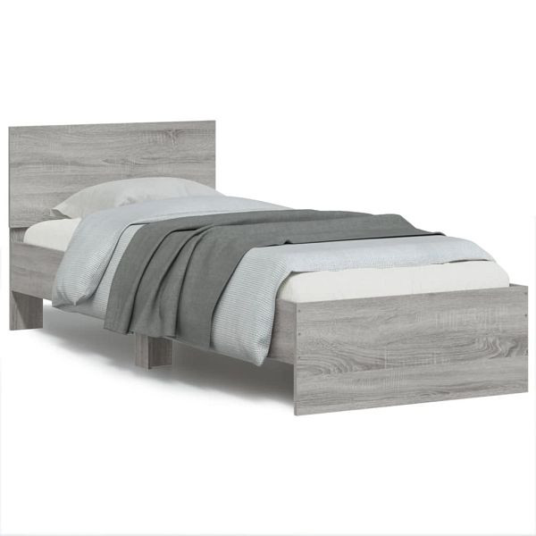 vidaXL Bettgestell mit Kopfteil Grau Sonoma 75x190 cm Holzwerkstoff, 838664