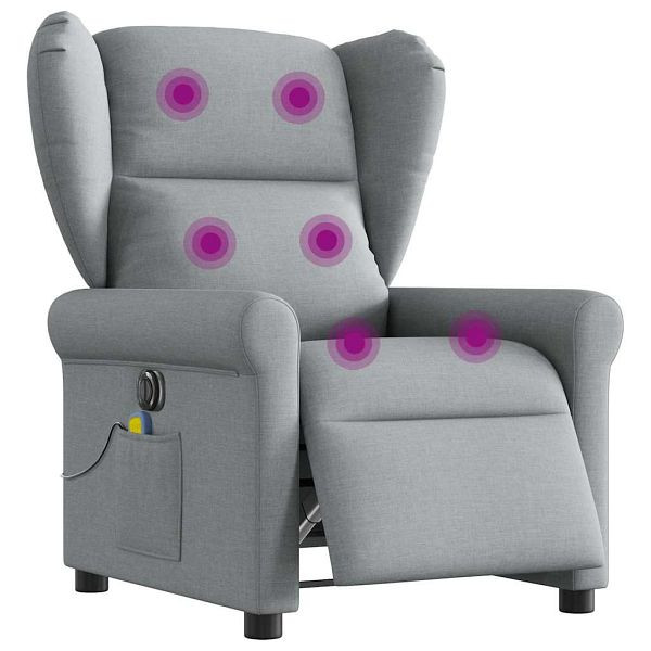 vidaXL Massagesessel Elektrisch Hellgrau Stoff, 3303364