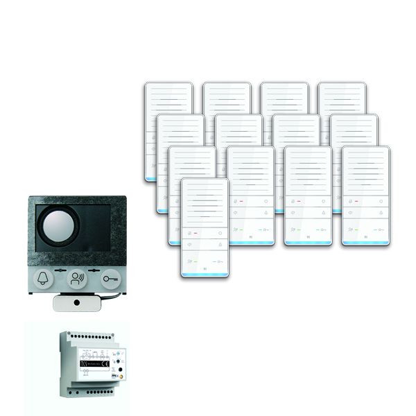 TCS Türkontrollsystem audio:pack Einbau für 13 Wohneinheiten, mit Einbaulautsprecher ASI12000, 13x Freisprecher ISW5031, Steuergerät BVS20, PAIF130/002