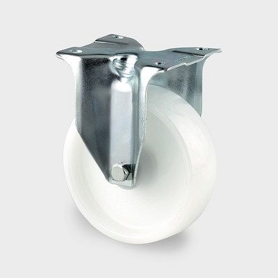 TENTE-ROLLEN Bockrolle, Rad-Ø 100 mm, Tragfähigkeit 200 kg, Bauhöhe 128 mm, D 75 Shore, Plattenbefestigung, blaupassiviert, 3478UOR100P62