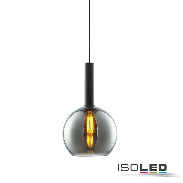 ISOLED Pendelleuchte, black round Glas, E27, 25cm, 50-300cm, ohne Leuchtmittel, ohne Baldachin, 115632