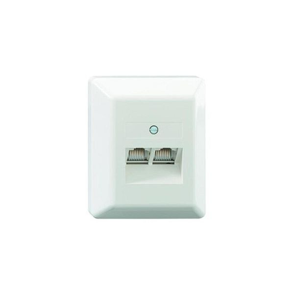 RUTENBECK Anschlussdose Cat3 AP 2xRJ45 RAL9010 weiß Schraub designfähig Abdeckrahmen UAE8/8(8/8)APRW, 112723