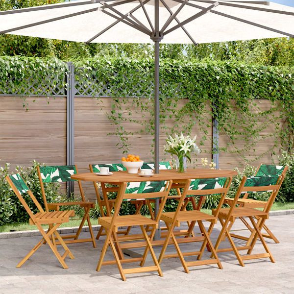 vidaXL Gartenstühle 8 Stück Klappbar Grün Stoff und Massivholz, 3214624