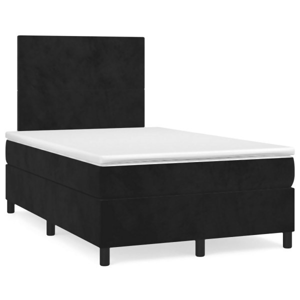 vidaXL Boxspringbett mit Matratze & LED Schwarz 120x190 cm Samt, 3270301