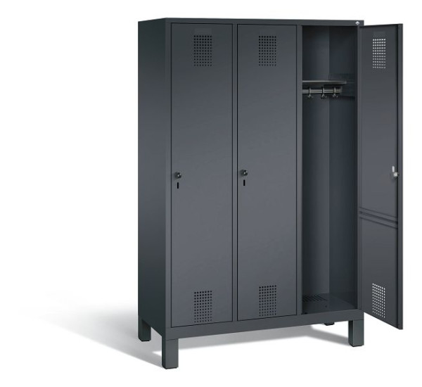 C+P Garderobenschrank Evolo, H1850xB1200xT500mm, Farbe: Schwarzgrau, 48010-32 S10059