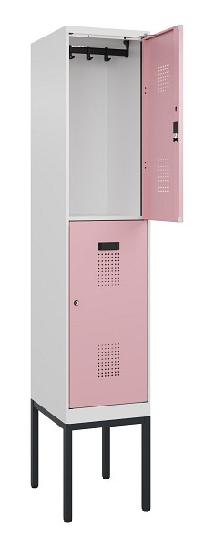 C+P Doppelstock-Spind Evolo PLUS, Gestell, 2 Fächer, 2120x400x500mm, 9016/3015, Zylinderschloss, 0493307-12 S10045