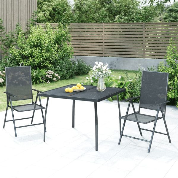 vidaXL 3-teilig Garten-Essgruppe Anthrazit Stahl, 3187977