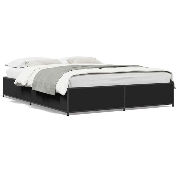 vidaXL Bettgestell Schwarz 150x200 cm Holzwerkstoff und Metall, 3279837