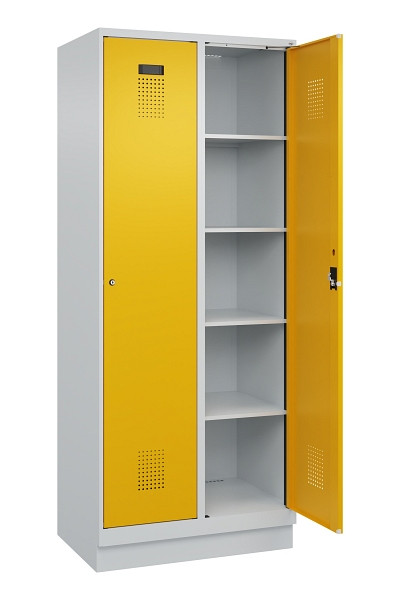 C+P Wäsche-Spind Evolo PLUS, mit Sockel, 2 Abteile, 1950x800x500mm, 7035/1004, Verschluss Zylinderschloss, Ablageböden 8, 049020-22B S10027