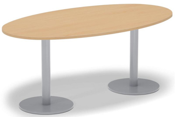 Deskin Konferenztisch MODUL, Platte Holzdekor Buche, Gestell Alusilber RAL 9006, B 1800 x T 1000 x H 745 mm, 348963