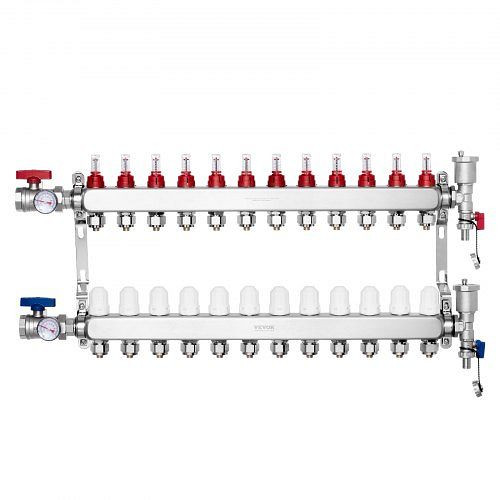 VEVOR 12 Heizkreise Heizkreisverteiler Fußbodenheizung Durchflussanzeiger 5L/min, DRFSQBXG12HL053KUV0