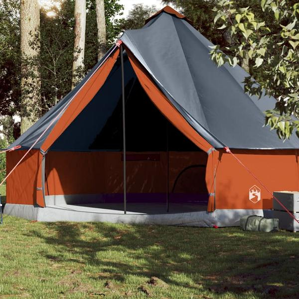 vidaXL Tipi-Familienzelt 10 Personen Grau und Orange Wasserdicht, 94596