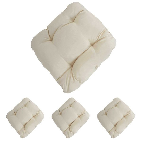Mendler 4er-Set Sitzkissen Dublin, Stuhlkissen Kissen, 41x38x8cm, creme, 37609+37609