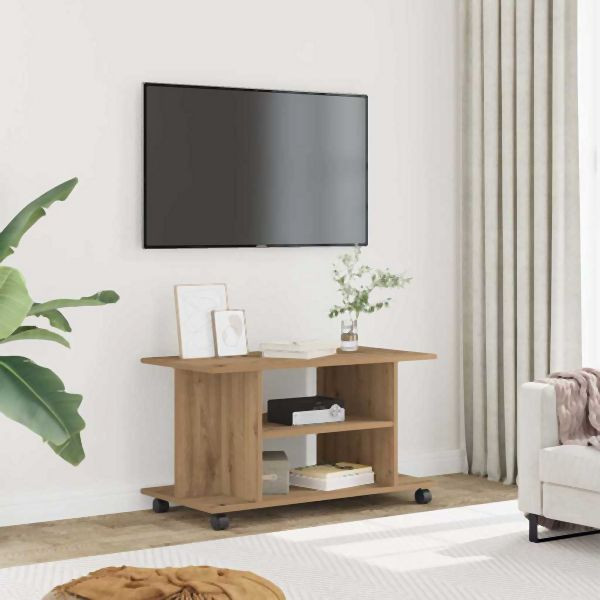 vidaXL TV-Regal mit Rollen Artisan-Eiche 80x40x45 cm Holzwerkstoff, 855791