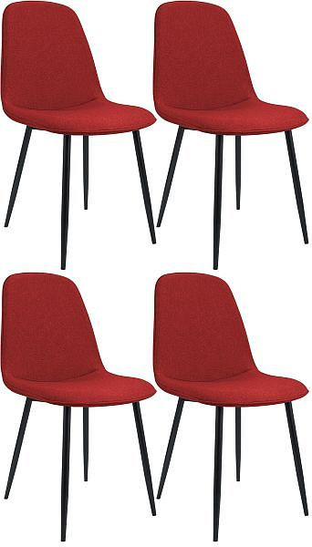 CLP 4er Set Esszimmerstuhl Maryam Stoff, rot, 327445