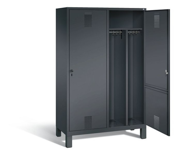 C+P Schwarz-Weiss-Spind Evolo, H1850xB1190xT500mm, Farbe: Schwarzgrau, 48210-40 S10065