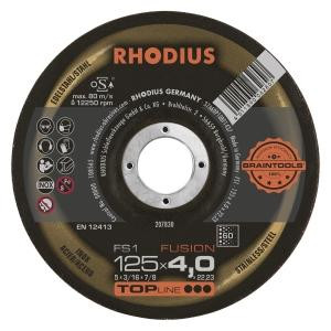 Rhodius TOPline FS1 FUSION Schruppscheibe, Durchmesser [mm]: 125, Stärke [mm]: 4, Bohrung [mm]: 22.23, VE: 10 Stück, 207830