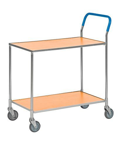 Kongamek Transportwagen KM, verzinkt, 2 Böden beschichtet Buche-Dekor, 150 Kg, 850x435 mm, 4 Lenkrollen PU, 255330