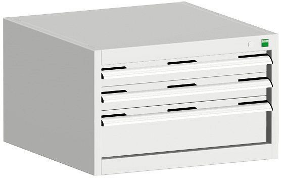 bott cubio Schubladenschrank bestückt mit 3 Schubladen BxTxH: 650 x 525 x 400 mm, RAL 7035, 40011038.16V